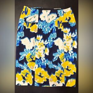 Lysse Floral Pencil Skirt - Blue, Yellow, and White